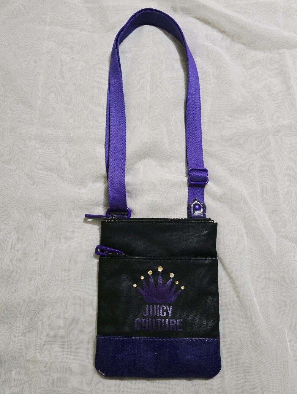 Juicy Couture Vintage Y2K Crossbody Handbag Purse Black Purple